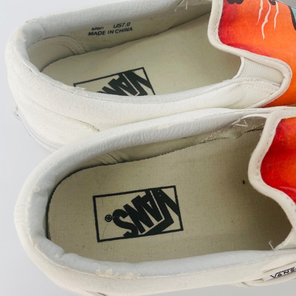Vans Classic Slip On Custom Painted Lighthouse Tattoo Art Shoes